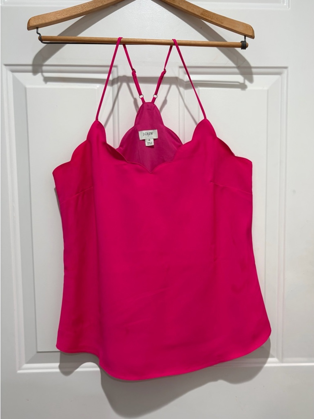 J. Crew Extra Fun Hot Pink Scalloped V-Neck Camisole, size 4